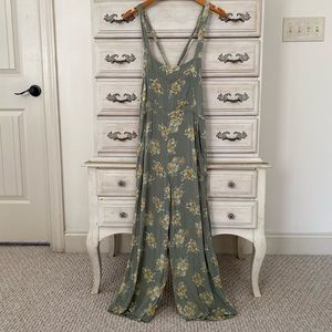 Vici Green Floral Jumpsuit